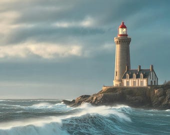 Brittany Lighthouse | French Wall Art | Coastal Prints | 5×7 8×10 11×14 | 600 dpi