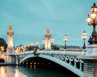 Paris Bridge Print | Pont Alexandre III Night Scene (Digital Download)