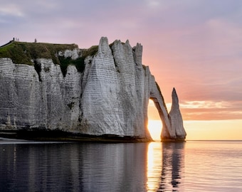 Normandy Cliffs Sunset Print | Étretat France Coastal Wall Art (Digital Download)