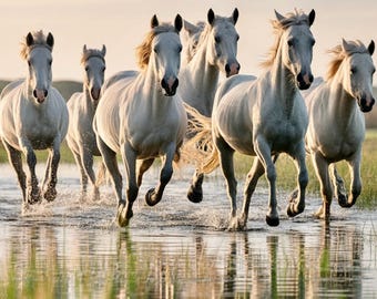 Camargue White Horses Wall Art | Equestrian Print | 5×7 8×10 11×14 | 600 dpi