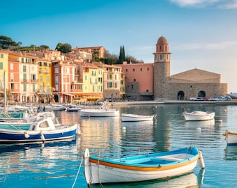 Collioure France Art Print | Mediterranean Coastal Harbor (600 dpi)