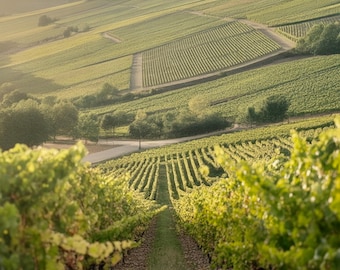 Burgundy Vineyards Print | French Wine Country Wall Art (Digital Download)