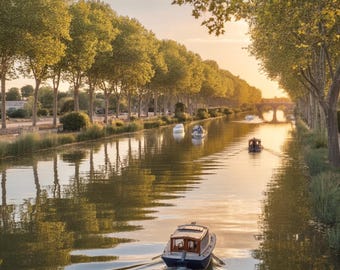 French Canal du Midi Print | Set of 3 Nautical Wall Art (Digital Download)