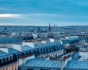 Paris Rooftops Wall Art | France Architectural Digital Art | 5×7 8×10 11×14 | 600 dpi