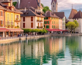 Annecy France Print | Emerald Lake, French Alps (Digital Art)