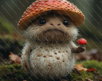 Mushroom Fairy Art Print: Forest Nature Dweller (Digital Download)