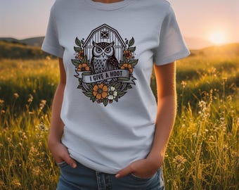 Barn Owl Graphic | Retro T-Shirt Design, Flowers (PNG, SVG)