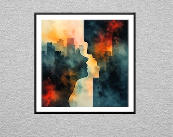 Abstract Ai Art  |  City Sunset  |  Modern City Sunset  | Ai Art | Modern Abstract Home Decor | Digital Download | Printable Wall Art