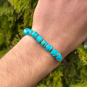 Rekbare blauwe armband met schelp, glijdende knooparmband heren