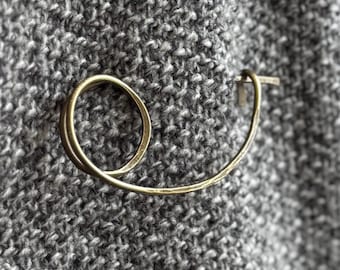 Brass Spiral Textile Clasp, Minimalist Decorative Brooch