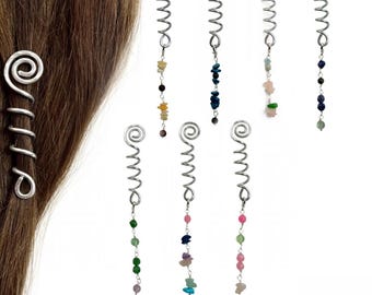 Set of 7 Aluminum Viking Wraps, 7 pcs Spirals for Dreadlocks, Bohemian Hair Beads, Wire Coils