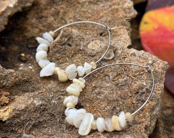 Pendientes de aro de plata con perlas y gemas, pendientes colgantes con cuentas