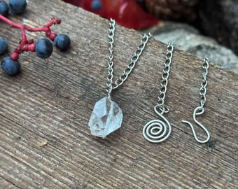Collana con catena in argento fatta a mano, ciondolo con pietra preziosa naturale, lunghezza regolabile
