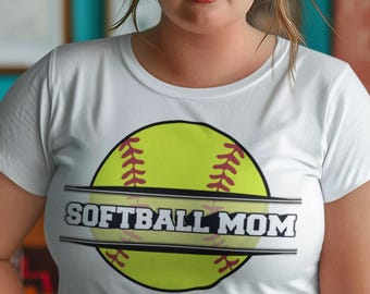Softball Mom T-Shirt | Neon Softball Graphic, Athletic Team Tee