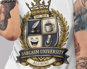 Sarcasm University Alumni crest T-Shirt | Sarcastic College Emblem Tee