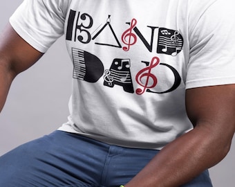 Band Dad Tee | Music Notes, Piano Keys, Treble Clef Design