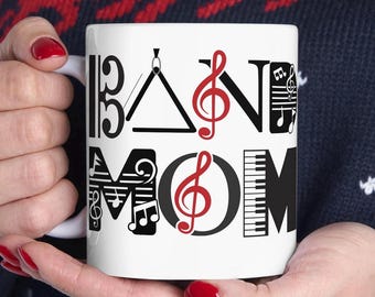 Band Mom Mug | Music Note Typography Ceramic Mug