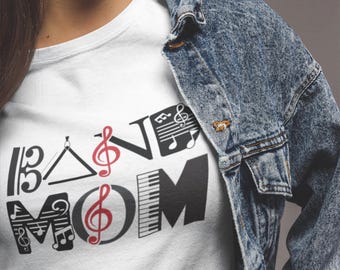 Band Mom T-Shirt | Musical Treble Clef Graphic Tee, Band Parent Shirt