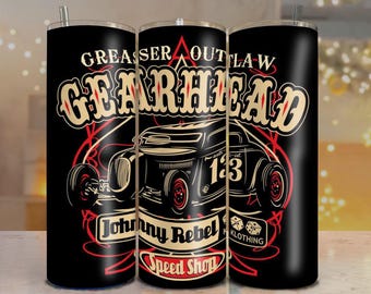 Hot Rod Tumbler Verpackung PNG | Vintage Speed Shop Sublimationsdesign (Digitaler Download)