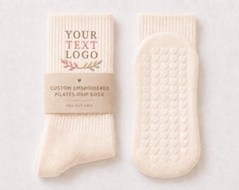 Calcetines de pilates personalizados para mujer, calcetines de yoga bordados con suela antideslizante, calcetines para pilates Reformer, pedidos al por mayor para estudios de pilates.