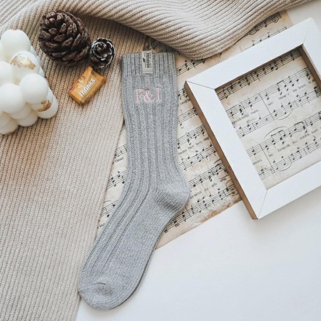Sticker Wool Sock Included Personalized Embroidered Wool Socks, Custom Initial Gift - Etsy