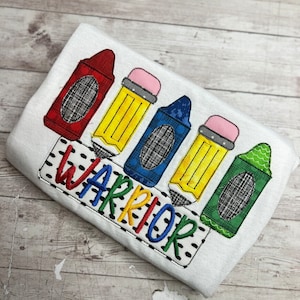 Back to School Shirt | Crayons and Pencils | Personalized | Embroidered