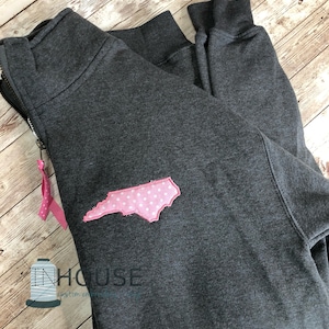 State Appliqued Quarter Zip| Any State | FREE SHIPPING | Floral Prints | Polka Dots | Plaids | North Carolina | Embroidery |Pullover Sweater