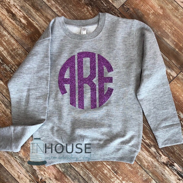 Glitter Monogram Toddler Sweatshirt | PICK YOUR COLORS | Monogram Sweater | Free Shipping| Toddler Girl | Sparkle | Monogram Shirt | Sweater