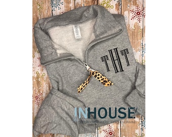 Monogrammed Quarter Zip Pullover | Pullover Sweater | Monogrammed Sweater | Embroidered Pullover
