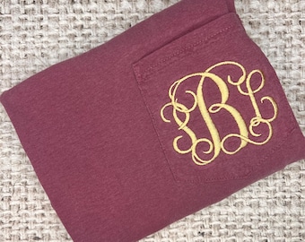 Comfort Colors Pocket Tee | Personalized Monogram Shirt | Short Sleeve TShirt | Monogram Comfort Colors Tee