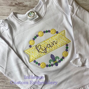 Mardi Gras Shirt with Beads and Name | Personalized | Embroidery | Mardi Gras | Fat Tuesday