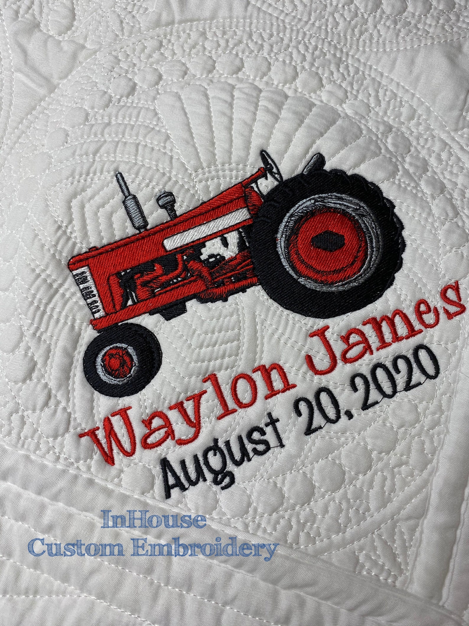 Embroidered Tractor Baby Quilt | Personalized Farm Nursery Decor - Etsy