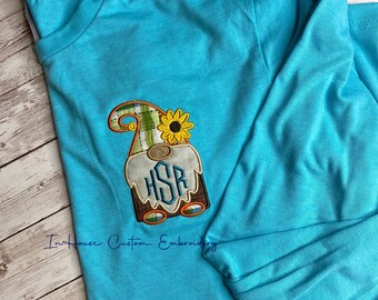 Fall Gnome Shirt | Personalized Monogram, Long Sleeve Applique