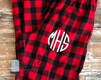 Buffalo Plaid Print PJ Bottoms |With or Without Monogram | Pajama Pants | Monogrammed PJ Pants | Monograms | Matching Bottoms