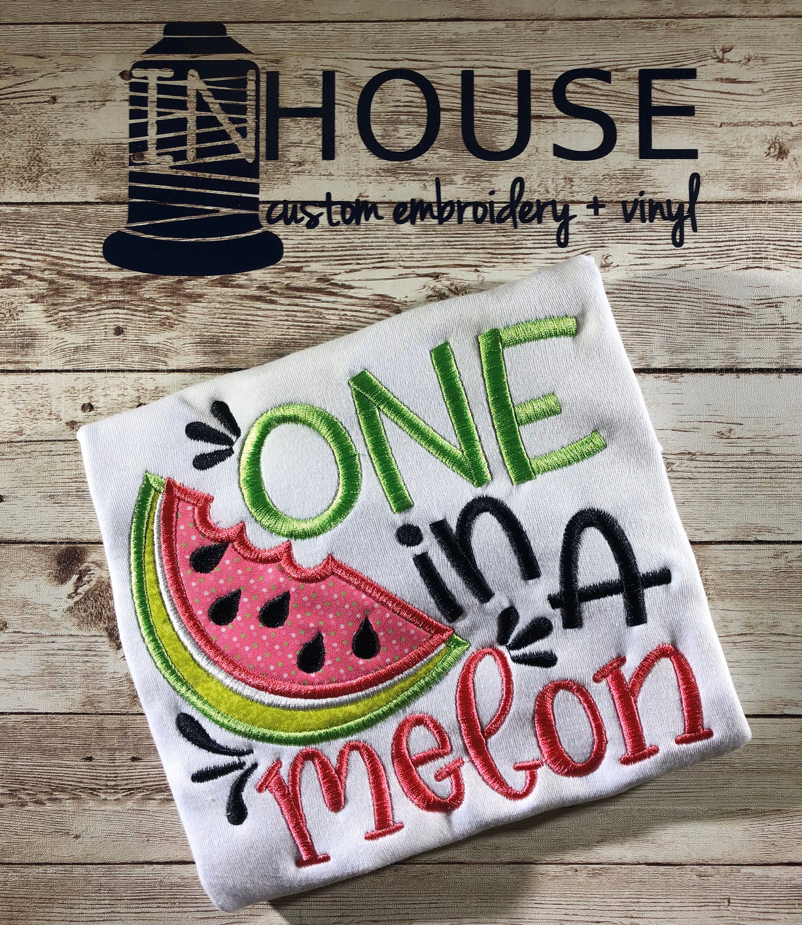 One In A Melon Embroidered Shirt | Birthday Shirt | First Birthday | FREE SHIPPING | Watermelon Shirt | Shirt for Summer