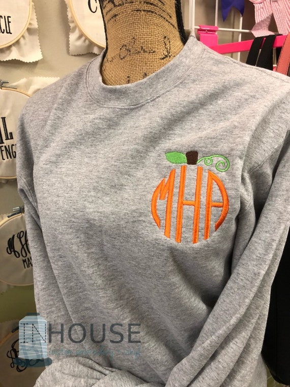 InHouseEmbroidery Pumpkin Monogram Sweatshirt