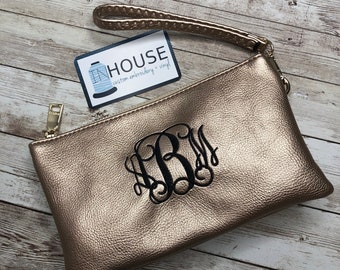 Wristlet 3 Compartment Wallet with Crossbody Strap and Wristlet Strap | FREE SHIPPING | Monogram Wristlet | Monogram Crossbody