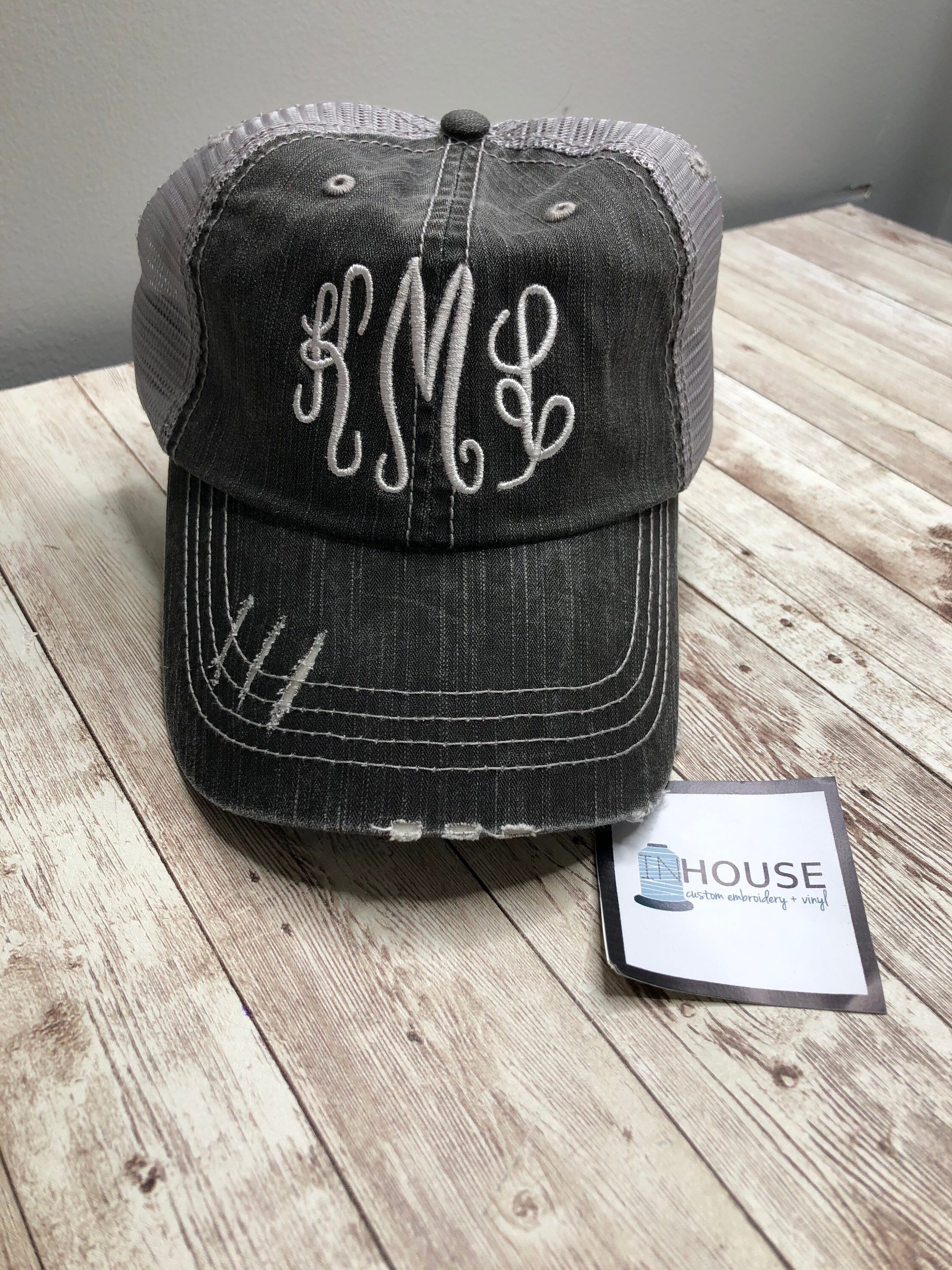 Monogram Trucker Hat | Velcro Closure | Monogram Hat | Embroidered Hat | Summertime | | Monogram Baseball Hat