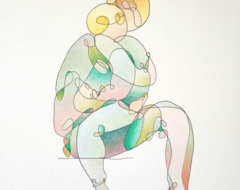 Dessin coloré original dessiné à la main de la mère et de l'enfant