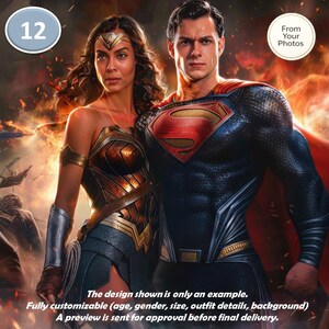 Personalized Superhero Poster – Couple Portrait in Iron Man–Inspired Style from Your Photos – Framed or Digital Download image 13