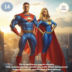 Personalized Superhero Poster – Couple Portrait in Iron Man–Inspired Style from Your Photos – Framed or Digital Download image 15