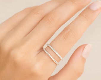 Sterling Silver CZ Eternity Ring: Dainty Stacking Ring