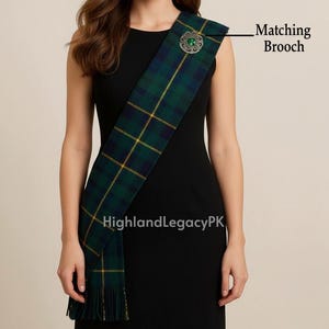 Highland Tartan Sash for Women – 50+ Scottish Clan Tartans – Traditional Plaid Sash Accessory