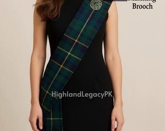 Highland Tartan Sash for Women – 50+ Scottish Clan Tartans – Traditional Plaid Sash Accessory
