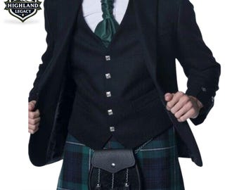 Black Argyle Jacket + Vest – Men’s Scottish Kilt Wedding Suit | Highland Fashion