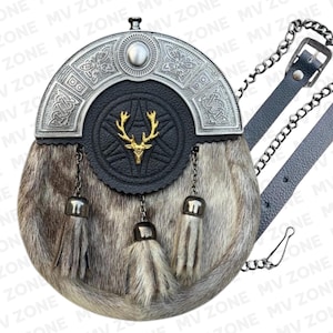 Scottish 10-Piece Kilt Outfit Men's Antique Stag Head - Highland Wedding Kilt Set image 3