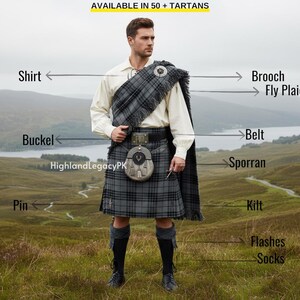 Scottish Men's Antique Stag Head 10-Piece Kilt Outfit - Highland Wedding & Events Kilt Set