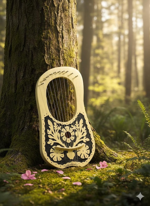 10弦ライアーハープ 初心者向け木製楽器（フラワー） - Etsy 日本