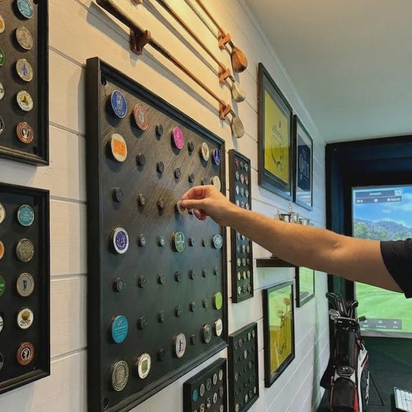 Wall-Mounted Golf Ball Marker Display – Holds up to 49 Markers | Golf Memorabilia Organizer