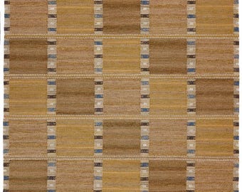 Brown Geometric Kilim Rug | Handwoven Wool Flatweave